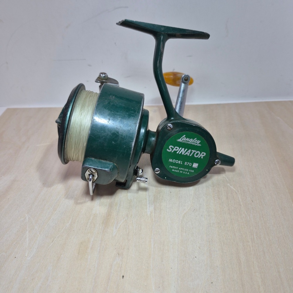 Vintage Langley Spinator Model 870‎ L Spinning Fishing Reel Green Made in USA